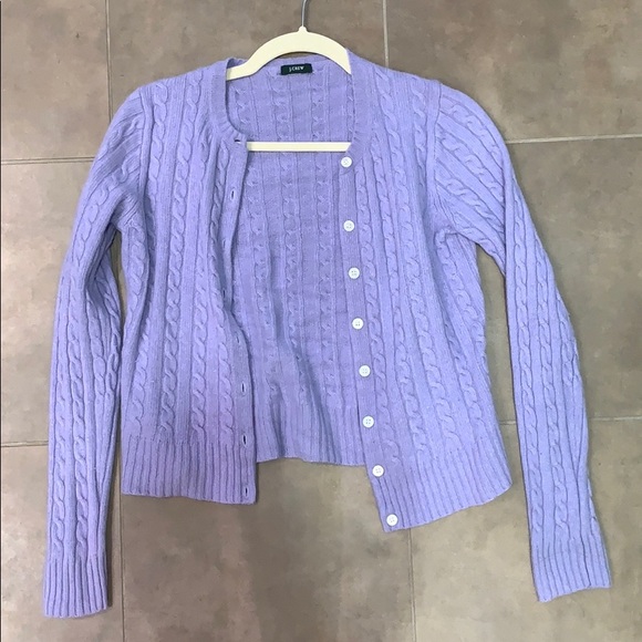 J Crew Lilac Cable Knit Cardigan Sz S 